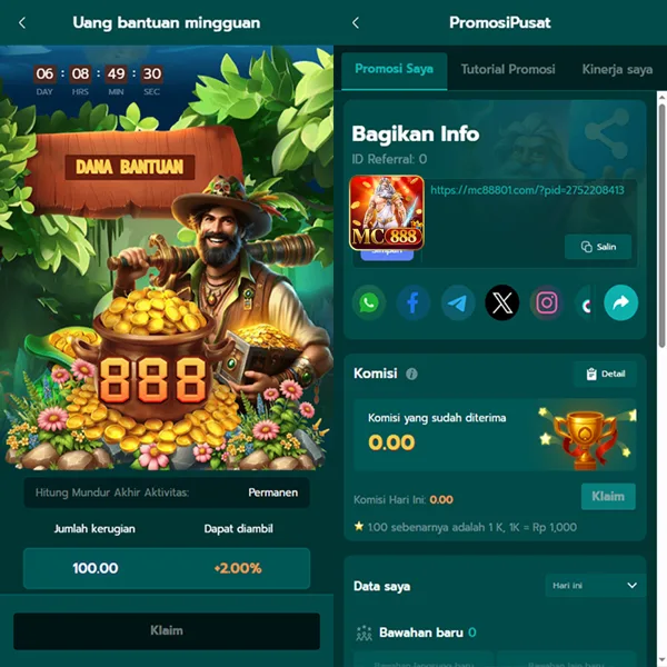 MC888 Bonus Member Baru 100%